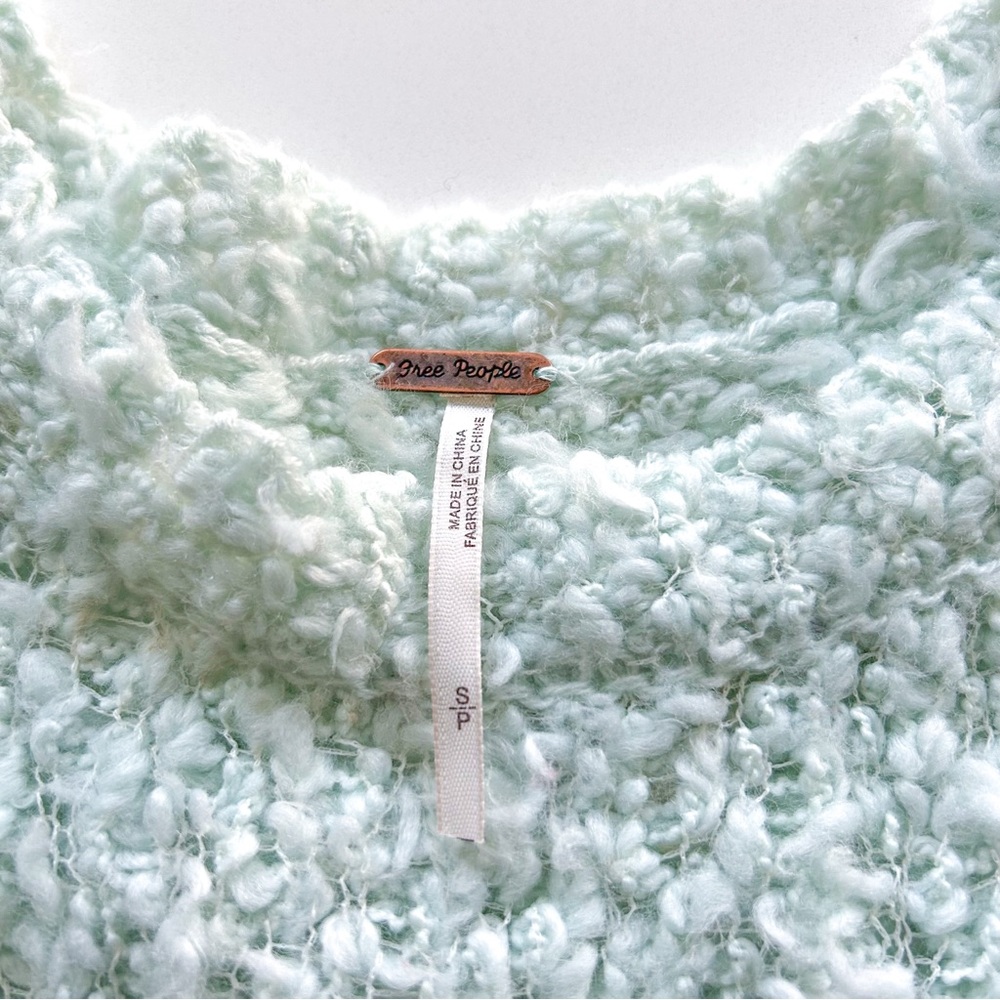 Free People Mint Green Chunky Textured Popcorn Knit Sweater Small NWT - Picture 13 of 17